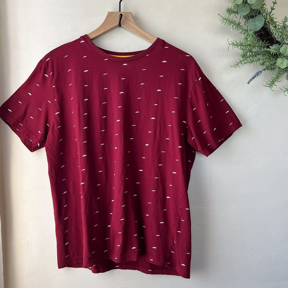 Cactus Man Men's Red Mustache Print Shirt